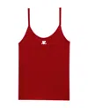 Courrèges Ribbed Texture Spaghetti Straps Top In Red
