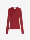Courrèges Slash Ribbed Knit Top In Ac Logo Centered On Upper Chest