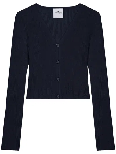 Courrèges Ribbed Knit Sweater In Blue