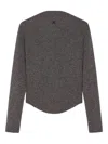 Courrèges Gray Boatneck Ribbed Wool Sweater In Gray