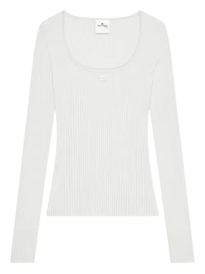 Courrèges Ribbed-knit T-shirt In White