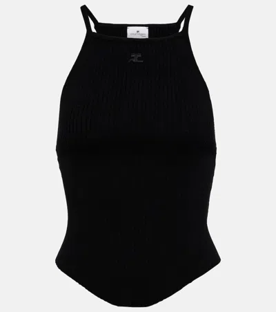Courrèges Courreges Women's 'ribbed Knit Tank Top With Pointed Hem In Black