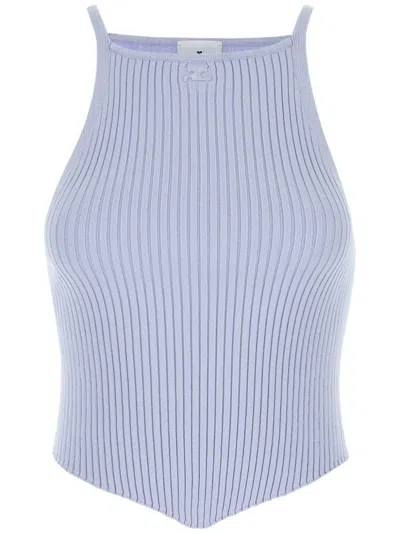 Courrèges Ribbed-knit Tank Top In Purple