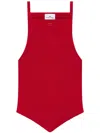 Courrèges Fitted Ribbed Tank Top With Shoulder Pads In Red