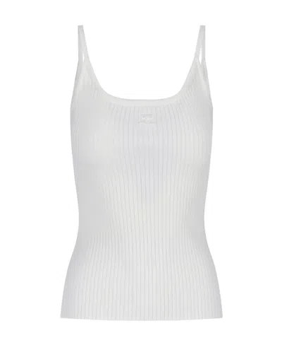 COURRÈGES COURRÈGES LOGO EMBROIDERED RIBBED SLEEVELESS TOP