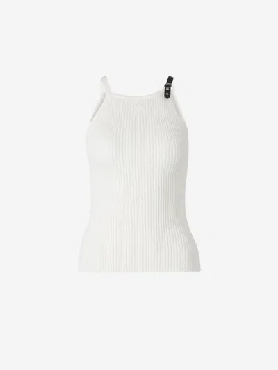 Courrèges Ribbed Knit Top In White