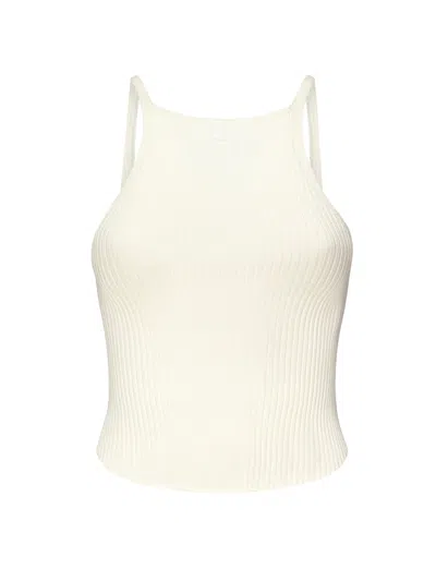 Courrèges Ribbed Knit Top In White