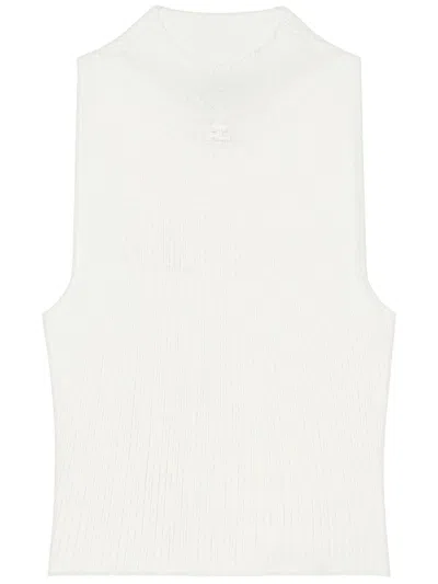 Courrèges Ribbed Knit Top In White