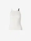Courrèges Ribbed Top With Logo In White