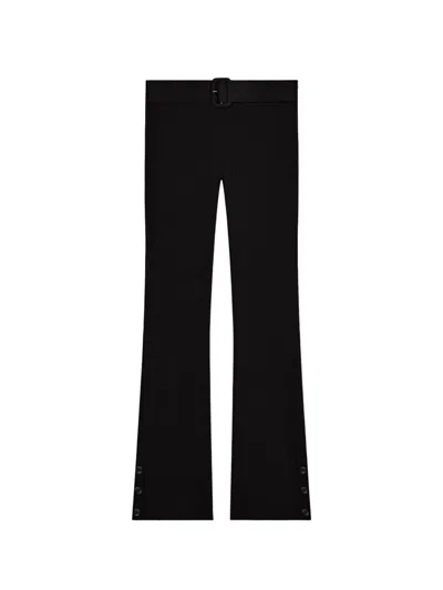 Courrèges Belted Rib Knit Flared Capri Trousers In Black