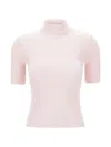 Courrèges Mock-neck Short-sleeve Rib Pullover In Pink