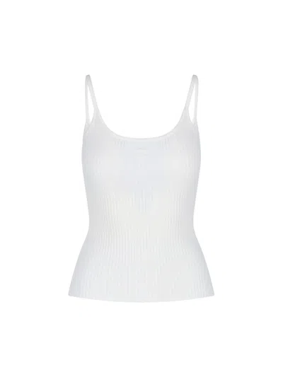 Courrèges Ribbed Logo Top In White