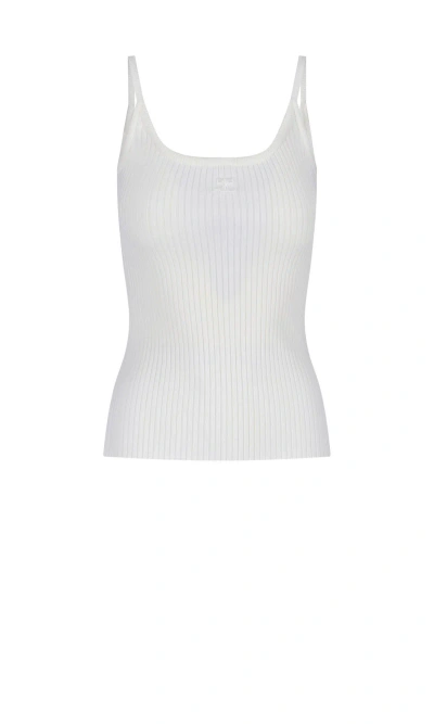 Courrèges Ribbed Logo Top In White