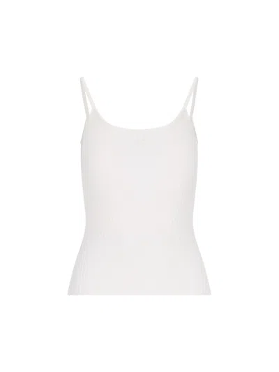 Courrèges Logo Print Ribbed Knit Top In White