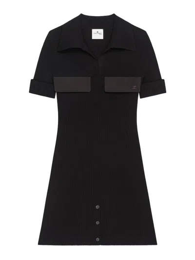 Courrèges Ribbed Midi Dress In Black