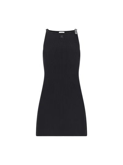 Courrèges Ribbed Mini Dress In Black