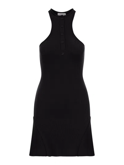 Courrèges Ribbed Mini Dress In Black
