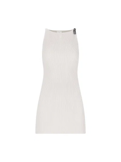 Courrèges Ribbed Mini Dress In Lime Stone