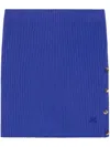 Courrèges Buttoned Light Rib Mini Skirt In Blue