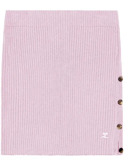 Courrèges Ribbed Mini Skirt In Pink