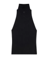 Courrèges High Neck Ribbed Sleeveless Top In Black