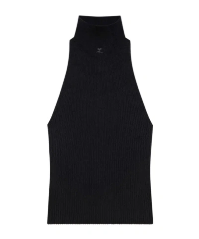 COURRÈGES COURRÈGES SLEEVELESS RIBBED-KNIT TANK TOP