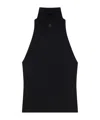 Courrèges High Neck Ribbed Sleeveless Top In Black
