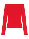 Courrèges Ribbed Off-shoulder Top In Red