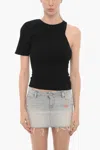 Courrèges Asymetrical Wave Rib Knit Sweater In Black