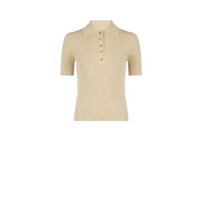 Courrèges Ribbed Polo Shirt In Neutral