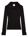 Courrèges Geripptes Poloshirt In Black