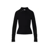 Courrèges Fitted Ribbed Long-sleeve Top With Unique Collar In Black