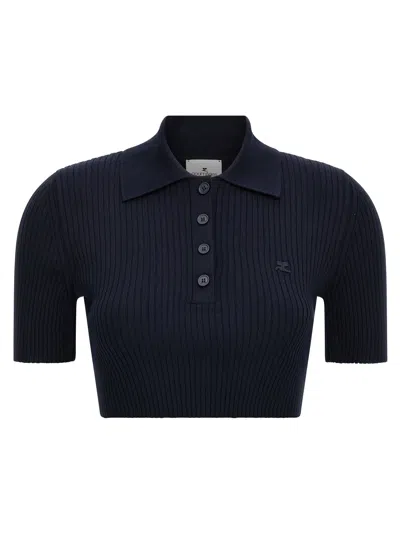 COURRÈGES RIBBED POLO SHIRT