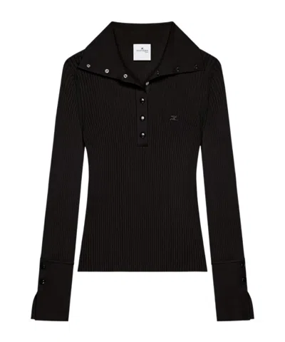 COURRÈGES RIBBED POLO TOP