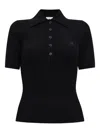 Courrèges Iconic Rib Knit Polo In Black
