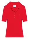 Courrèges Ribbed Polo Top In Red