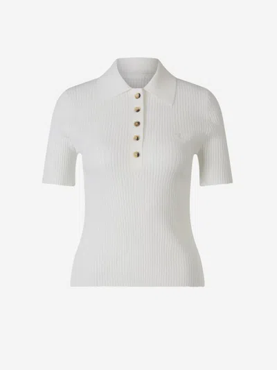 Courrèges Ribbed Polo Top In White