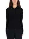 Courrèges Courreges Black Viscose Blend Polo Shirt In Black