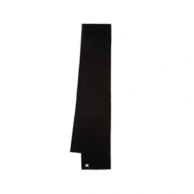 Courrèges Ribbed Scarf In Black
