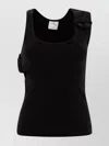 Courrèges Ribbed Scoop Neck Sleeveless Button Top
