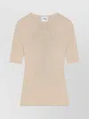 Courrèges Ribbed Short Sleeve Crewneck Knitwear In Neutral