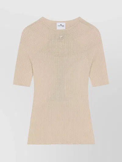Courrèges Ribbed Short Sleeve Crewneck Knitwear