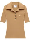 Courrèges Logo-embroidered Ribbed Jumper In Brown