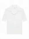 Courrèges Ribbed Short-sleeved Sweater With Buttoned Placket In White
