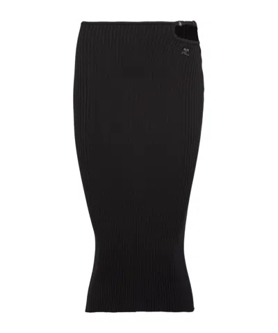 Courrèges Ribbed Skirt In Black