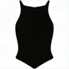 Courrèges Fitted Ribbed Sleeveless Top With High Neckline In Black