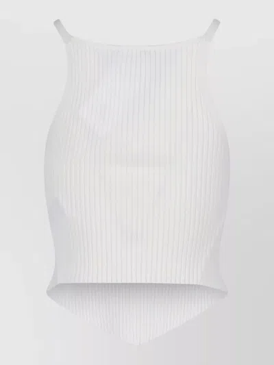 Courrèges Ribbed Sleeveless Stretch Top Design In White