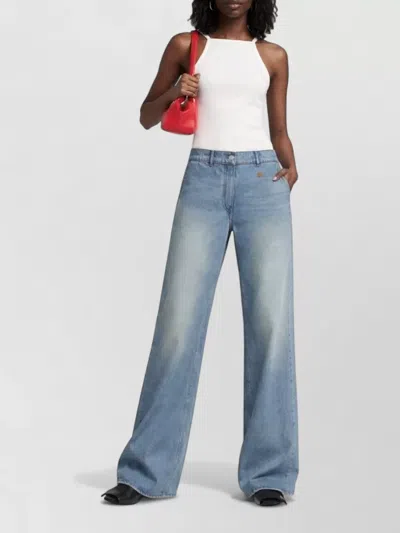 Courrèges Ribbed Square Neck Slim Fit Tank Top In Blue