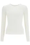 Courrèges 'ribbed Stretch Knit Pullover Sweater In White