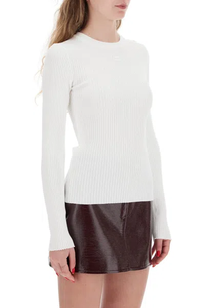 Courrèges Pullover In Maglia Stretch A Coste In White
